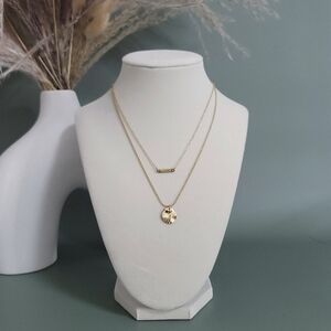 Stainless steel gold tone layered necklace